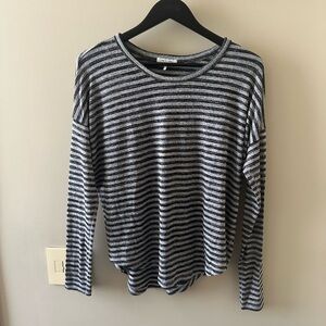 Rag & Bone Oversized Grey and Black Striped Long Sleeve Tee